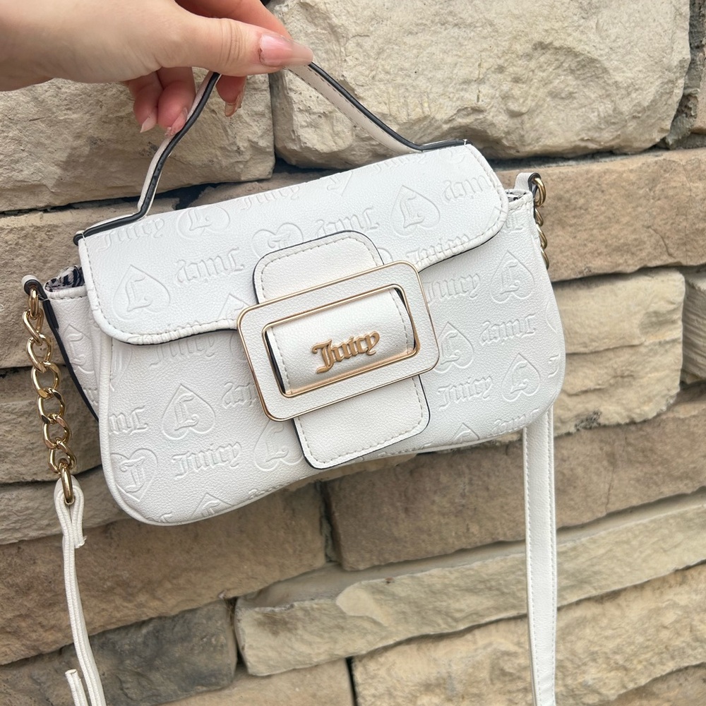 Juicy Couture White Embossed Logo Mini Crossbody Bag